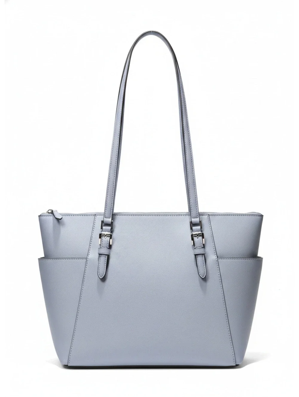 Michael Kors Light Grey Leather Tote Bag with Adjustable Shoulder Straps and Zip